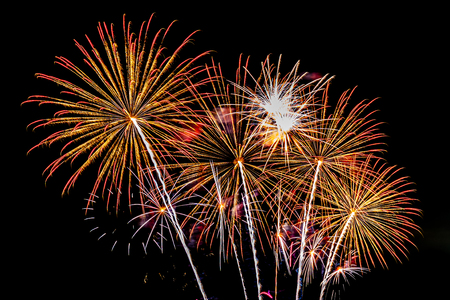 Colorful Firework display background at night for celebration anniversaryの写真素材