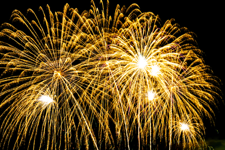 Beautiful firework display on sky at night for celebration in eventの写真素材