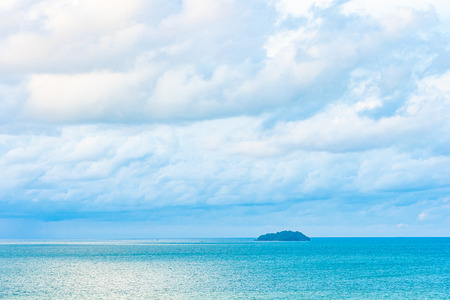 Beautiful panoramic landscape or seascape ocean with white cloud on blue sky for leisure travel in holiday vacationの写真素材