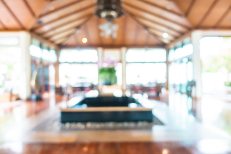 Abstract blur and defocused buffet restaurant and coffee shop cafe interior for backgroundの写真素材