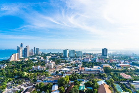 Pattaya Chonburi Thailand - 28 May 2019 : Beautiful landscape and cityscape of Pattaya city is popular destination in Thailand with white cloud and blue skyのeditorial素材