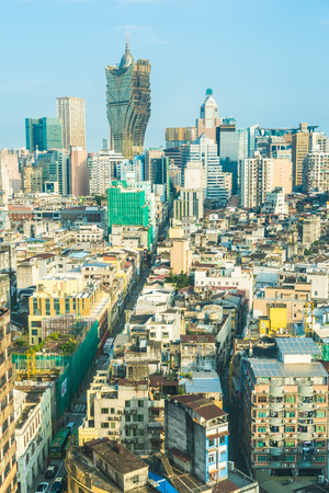 Beautiful architecture building cityscape of macau city skylineのeditorial素材