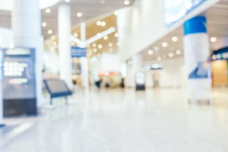 Abstract blur and defocused airport passenger terminal for transportation interior