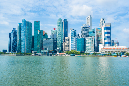 Singapore, 21 Jan 2019 : Beautiful architecture building skyscraper around marina bay in singapore cityのeditorial素材