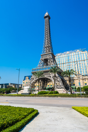China, Macau - September 10 2018 - Beautiful eiffel tower landmark of parisian hotel and resort in macau cityのeditorial素材