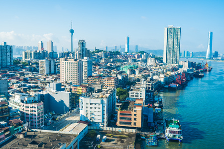 Beautiful architecture building cityscape of macau city skylineのeditorial素材