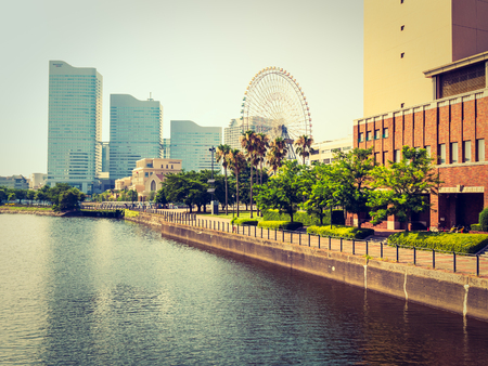 Beautiful Building architecture of Yokohama skyline city in japanのeditorial素材