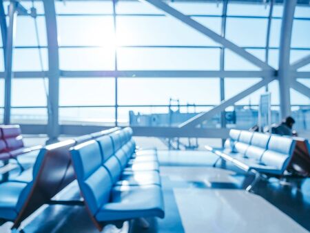 Abstract blur and defocused airport terminal interior for backgroundの写真素材