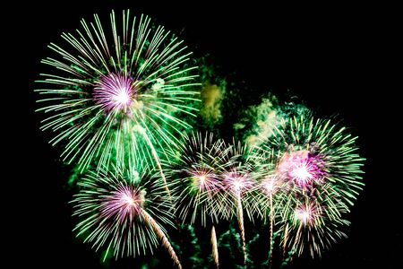 colorful firework display  at night for celebration anniversaryの写真素材