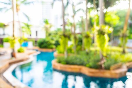 Abstract blur and defocus beautiful outdoor swimming pool in hotel resort for leisure relax in vacationの写真素材