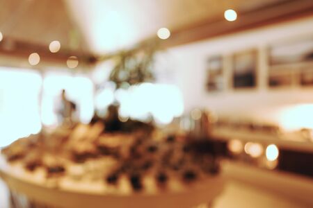 Abstract blur and defocused buffet restaurant and coffee shop cafeの写真素材