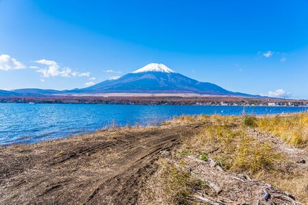 Beautiful landscape of mountain fuji around yamanakako lake Japanの写真素材
