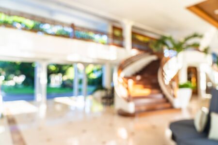 Abstract blur and defocused hotel lobby interior for backgroundの写真素材