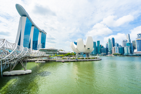 Singapore, 21 Jan 2019 : Beautiful architecture building skyscraper around marina bay in singapore cityのeditorial素材