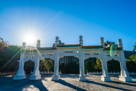 Beautiful architecture building exterior of landmark of taipei national palace museum for travel in taiwanのeditorial素材