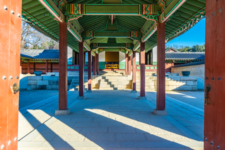 Beautiful architecture building Changdeokgung palace  landmark in Seoul city South Koreaのeditorial素材