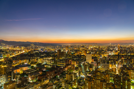 Beautiful architecture building taipei city skyline at night in Taiwanのeditorial素材