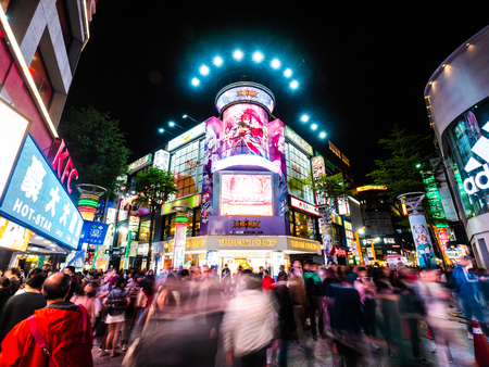 Taipei, Taiwan - November 27 2018 : Ximending street market is the popular district in taiwanのeditorial素材
