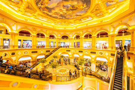 China, Macau - September 8 2018 - Beautiful luxury venetian hotel resort and casio with shopping mall in macau cityのeditorial素材