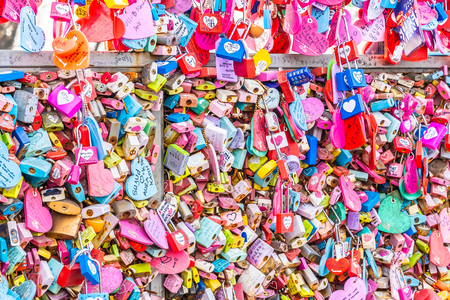 Seoul, South Korea 6 December 2018 : Love key on namsan mountain with Seoul tower is the one of landmark in Koreaのeditorial素材