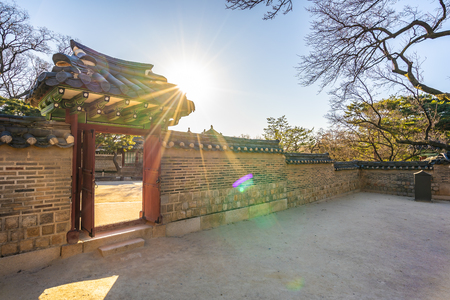 Beautiful architecture building Changdeokgung palace  landmark in Seoul city South Koreaのeditorial素材