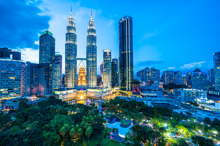 Beautiful architecture building exterior in Kuala Lumpur city in Malaysia for travel at twilight...
