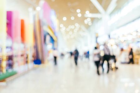 Abstract blur and defocused airport passenger terminal for transportation interior for backgroundの写真素材