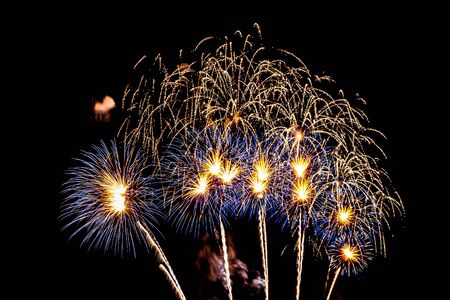 Colorful Firework display background at night for celebration anniversary