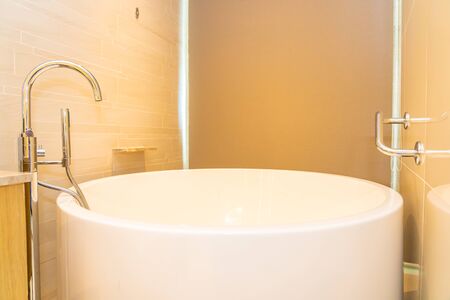 Luxury white bathtub decoration interior of bathroomの写真素材