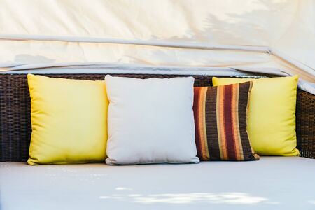 Comfortable pillow on sofa decoration interior luxury of roomの写真素材