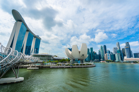 Singapore, 21 Jan 2019 : Beautiful architecture building skyscraper around marina bay in singapore cityのeditorial素材