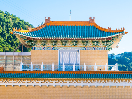 Beautiful architecture building exterior of national palace museum in taipei taiwan is the popular place for travel and sightseeing tourのeditorial素材