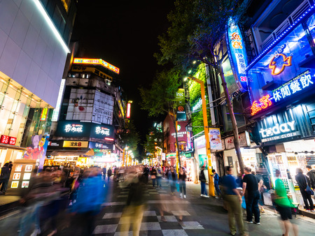 Taipei, Taiwan - November 27 2018 : Ximending street market is the popular district in taiwanのeditorial素材