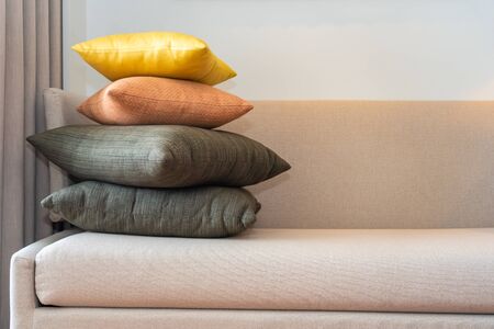 Comfortable pillow on sofa decoration interior of living room area