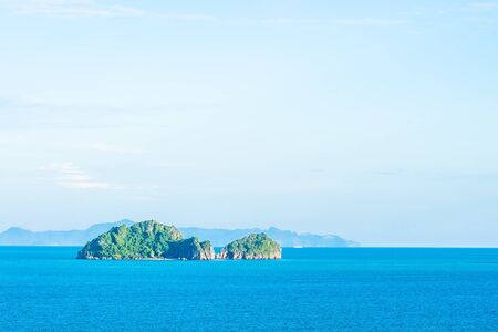 Beautiful outdoor sea ocean with white cloud blue sky around with small island around Samui island in Thailandの写真素材