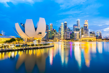 Beautiful architecture building skyscraper around marina bay in singapore cityのeditorial素材