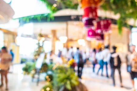 Abstract blur and defocus beautiful luxury shopping mall and retail of department store interior for backgroundの写真素材