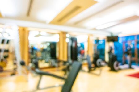 Abstract blur and defocused fitness equipment in gym interior roomの写真素材