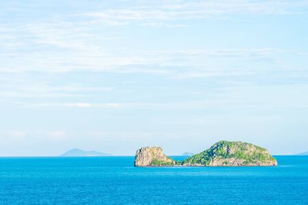 Beautiful outdoor sea ocean with white cloud blue sky around with small island around Samui island...