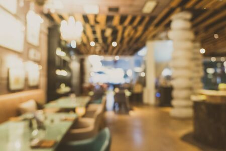 Abstract blur restaurant and coffee shop cafe interior for backgroundの写真素材