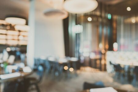 Abstract blur and defocus restaurant and coffee shop cafe interior for backgroundの写真素材
