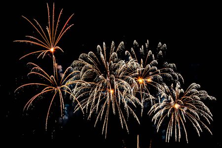 Colorful Firework display background at night for celebration anniversaryの写真素材