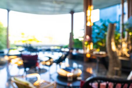 Abstract blur interior of restaurant and coffee shop cafe for backgroundの写真素材