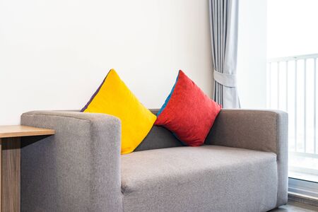 Pillow on sofa chair decoration interior of bedroom interiorの写真素材