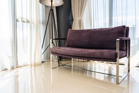 Comfortable pillow on sofa chair decoration interiorの写真素材