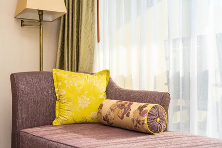 Pillow on sofa chair decoration interior of bedroom interior