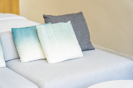 Comfortable pillow on sofa chair decoration interiorの写真素材