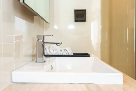 Water faucet Sink decoration in bathroom interiorの写真素材