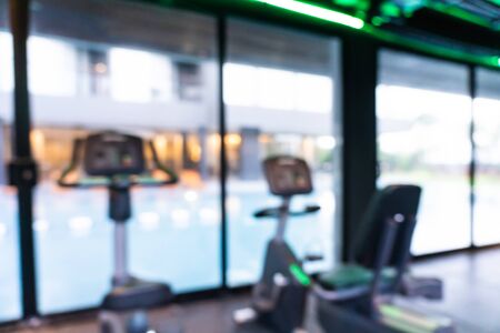 Abstract blur gym and fitness equipment interior of room for backgroundの写真素材