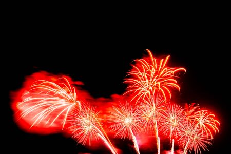 Beautiful colorful firework display at night for celebrate in anniversary